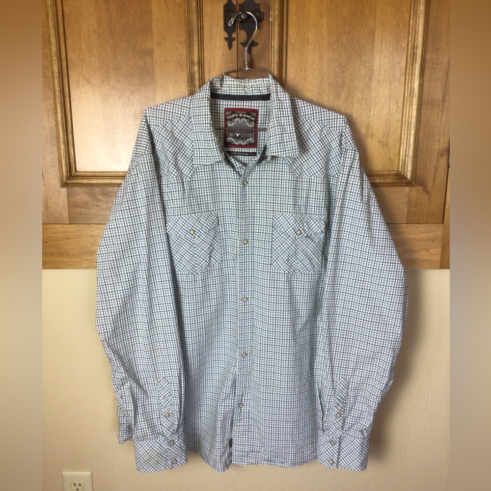 Western Topo Ranch XXL organic cotton pearl snap Ranchwear shirt